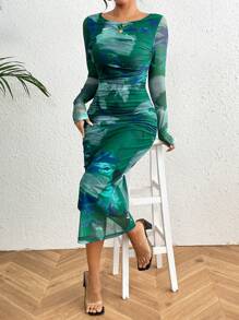 Breezaya 女士扎染百褶长裙 女装 秋季服装