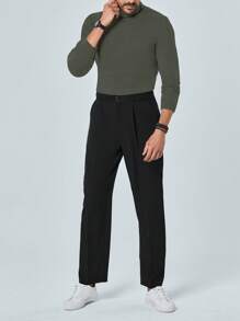 RueChic Men Turtleneck Ribbed Knit Sweater - Khaki - View 5