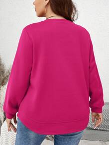 SHEIN LUNE 女性加大尺寸純色運動衫 - 玫紅色 - 查看 2