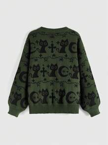 ROMWE Goth Của phụ nữ Hình con mèo Thả vai Tay áo dài Áo chui đầu Áo len - Nhiều màu - Xem 2