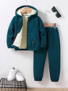 SHEIN 男童休闲保暖内衬 2 件套 - 藍色 - 查看 1