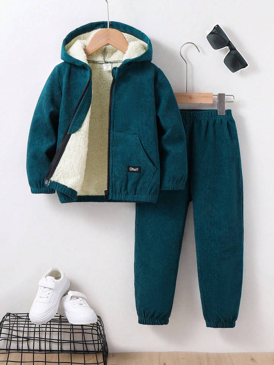 SHEIN 男童休闲保暖内衬 2 件套 - 藍色 - 查看 1