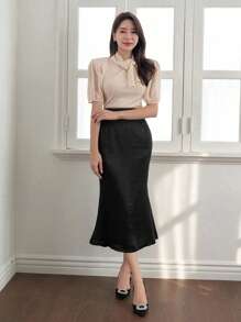 DAZY Women's Fishtail Skirt Work Women Clothes - Black - View 4