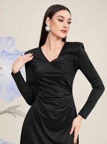 Modelyn Vestido Plisado De Color Sólido Para Mujer