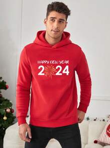 Manfinity RebelGame Oversized Men's Hooded Sweatshirt With Slogan Print - Red - View 2