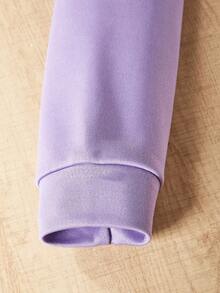 2 件套 Tween 女童连帽字母印花短款运动衫和牛仔效果喇叭裤休闲装 - 紫羅蘭色 - 查看 3