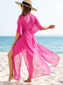 Swim Vcay Của phụ nữ lưới Che phủ Với Eo Buộc Lễ tình nhân - Màu Hồng Tươi - Xem 2