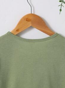 SHEIN 男童可愛風格寬鬆t卹,附有刺繡貼布 - 芥末黃 - 查看 4
