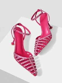 MOTF PREMIUM FASHIONABLE WOMEN'S HIGH HEEL SHOES WITH RHINESTONES VACATION SHOES SUMMER