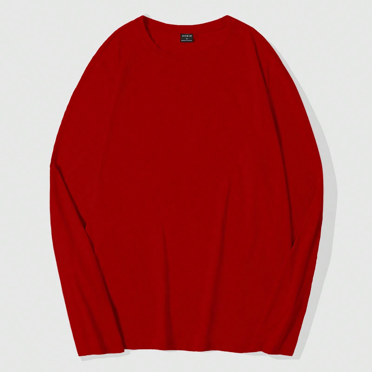 Camiseta de manga larga de unicolor para hombre, otoño