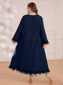 Al Najma Plus Size Women's Patchwork Furry Sleeve Cuff Dress