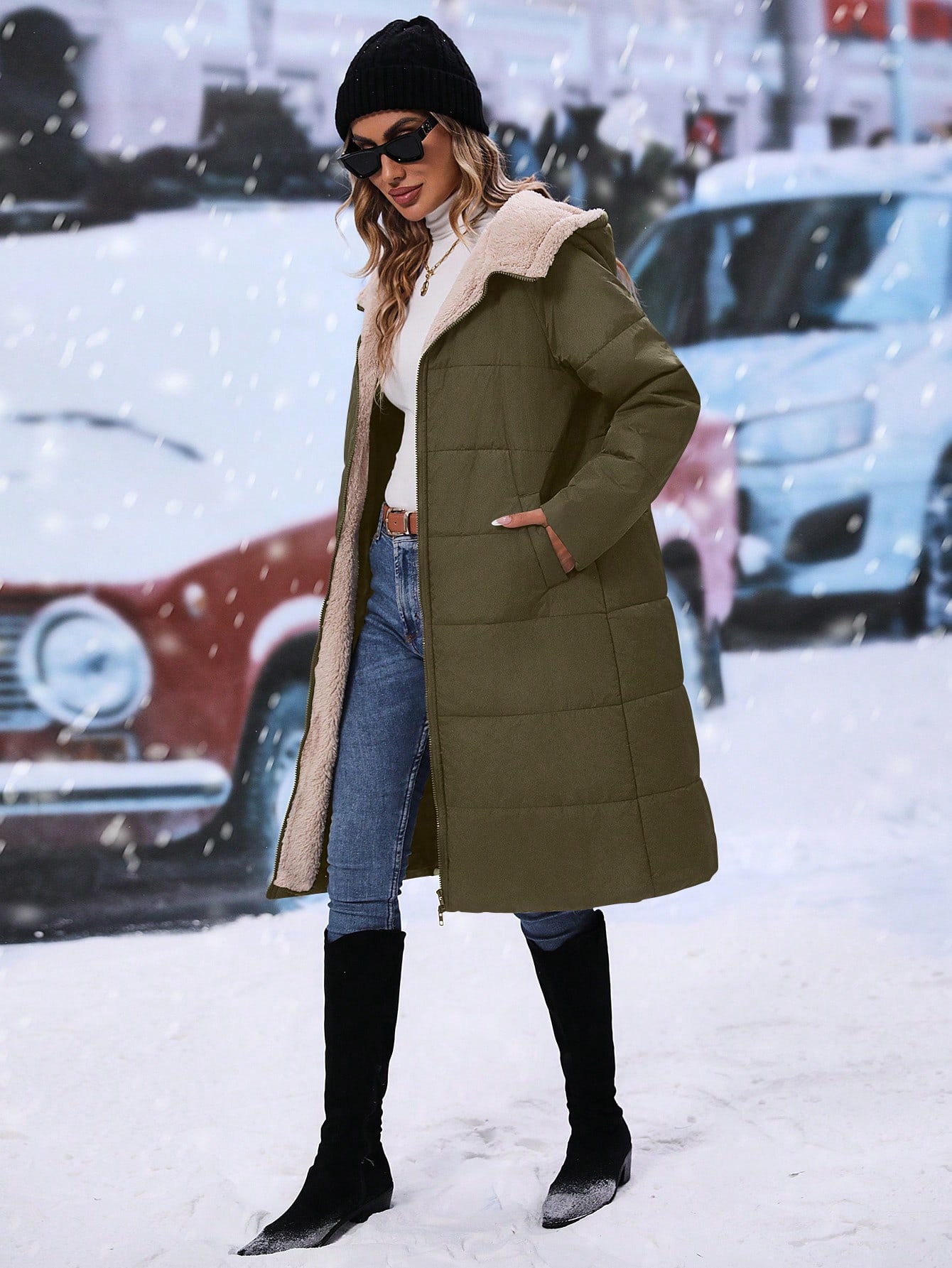 SHEIN LUNE Women's Thickened KneeLength Padded Coat SHEIN UK