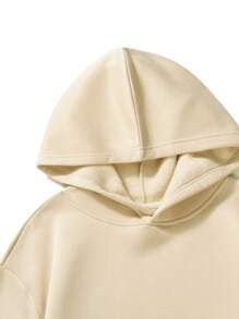 Men's Teddy Bear Print Hoodie With Thermal Lined - Apricot - View 4