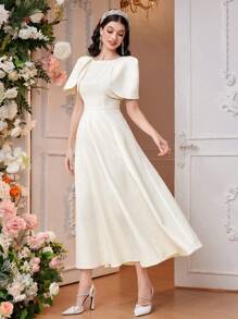 Modelyn Puff Texture Dress Without Waist Belt
