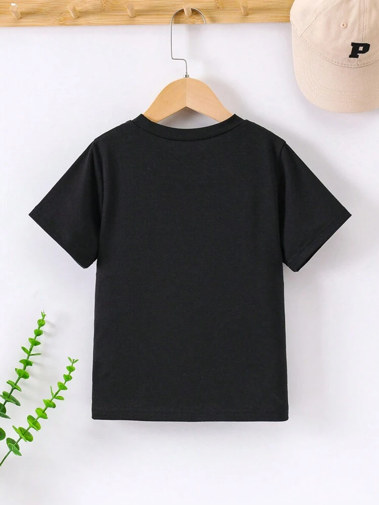 Young Boy Valentine's Day Love Slogan Print Round Neck T-Shirt