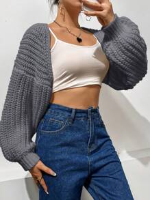 SHEIN Unity Giải trí Màu thuần Linh hoạt Áo nịt Bolero Với Mở Mặt trước - Xám - Xem 3