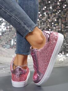 女休閒運動鞋,時尚鏤空設計,軟底,輕盈 Pu 材質,舒適跑鞋 - 粉色 - 查看 4