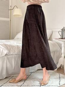 DAZY 女式純色裙子 - 咖啡棕 - 查看 4