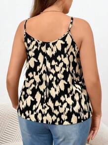 SHEIN Frenchy Leopardenmuster Gefaltete Cami-top In Übergröße