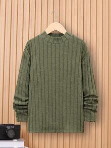 SHEIN 3pcs/Set Tween Boys' Casual Solid Color Half-High Neckline T-Shirt(Top) In Three Colors - Royal Blue - View 9