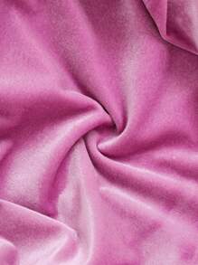 SHEIN 青少年女孩针织纯色短款天鹅绒圆领褶饰休闲连衣裙 - 淡紫色 - 查看 5