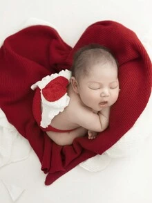 100%手工編織的新生兒攝影裝飾,愛心天使翅膀短褲套裝 - 彩色 - 查看 6