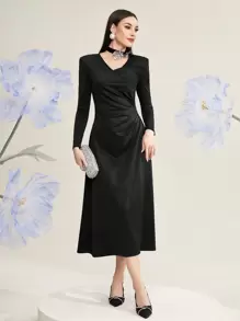 Modelyn Vestido Plisado De Color Sólido Para Mujer