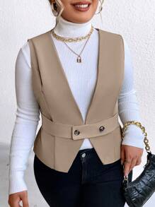 Celure Plus Button Front Vest Jacket