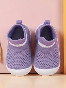 嬰兒純色針織舒適防滑軟底運動鞋 - 紫色 - 查看 5