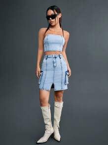 SHEINNeu Giải trí Của phụ nữ Denim - Màu xanh lam - Xem 6