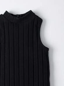 Baby Girl 2pcs Ribbed Knit Tank Jumpsuit - Baby Pink - View 5