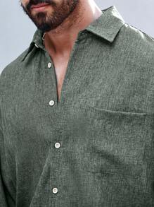 Manfinity Homme Juego De Baggy De Dos Piezas Para Hombre De Camisa Y Pantalón De Chándal Con Parches En Los Bolsillos - Verde militar - Ver 6