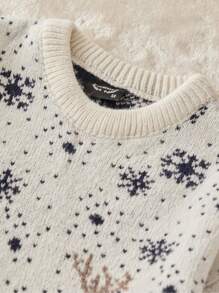 RueChic Men'S Santa Claus And Reindeer Pattern Sweater - White - View 5
