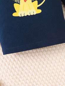 嬰兒男寶貝 緊身 獅子圖案居家服套裝,藍色,2件 - 彩色 - 查看 5