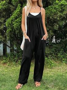 Soleia Women'S Vacation Style Halter Neckline Jumpsuit With Double Pockets - Multicolor - View 6