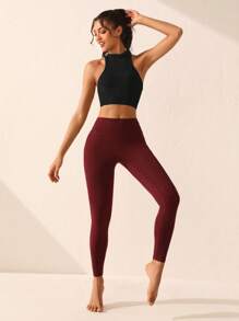 SHEIN Sports Áo ba lỗ thể thao màu trơn cho nữÁo crop top thể thaoÁo crop top gợi cảmÁo crop top thể thaoÁo liền quần - màu đen - Xem 6