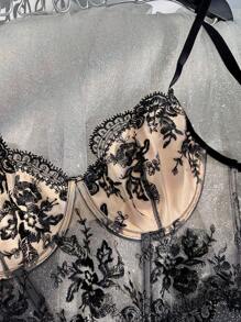 Myrelith 花卉刺绣网眼文胸内衣