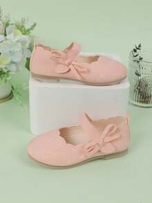 兒童春/秋季柔軟底平底鞋，打結蝴蝶結休閒鞋 - 粉色 - 查看 5