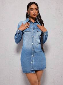 SHEIN ICON Robe en jean à ourlet asymétrique