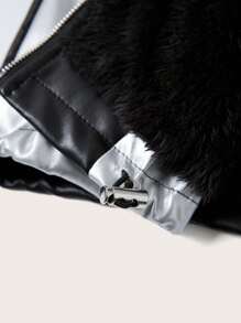 SHEIN ICON Viền kéo ra Hai tông màu Quần skinny Áo khoác - màu đen - Xem 11