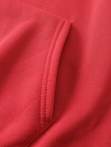 Giáng sinh In Dây rút áo có mũ Lông cừu Áo nỉ - Đỏ - Xem 3