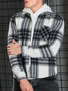 RueChic Men'S Plaid Patchwork Jacket With Pockets - Grey - View 3