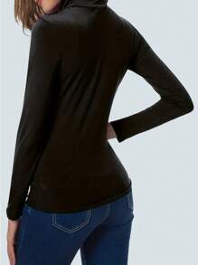INAWLY Set de 3 camisetas de manga larga de cuello alto con unicolor para tallas grandes - Multicolor - Ver 2