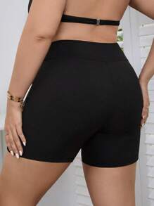 Swim Lushoire Summer Beach Women's Plus Size High Waisted Bikini Bottom With Phone Pocket - Black - View 2