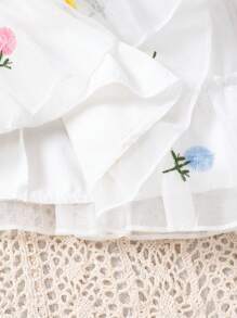 嬰幼女童刺繡花卉網布外套洋裝,配有相搭配提包 - 彩色 - 查看 6