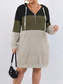 Calvaya 大码女式撞色罗纹卫衣 - 彩色 - 查看 3