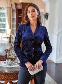 SHEIN Unity Women'S Jacquard Single Breasted Dinner Blazer Fall Cloth For Women