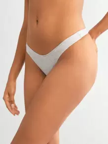 Ocili Ocili Tanga de cintura baja de algodón natural cómodo y suave - gris melange