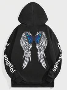 Manfinity VCAY Loose Men's Printed Knitted Casual Hoodie, For Fall Winter - Black - View 3