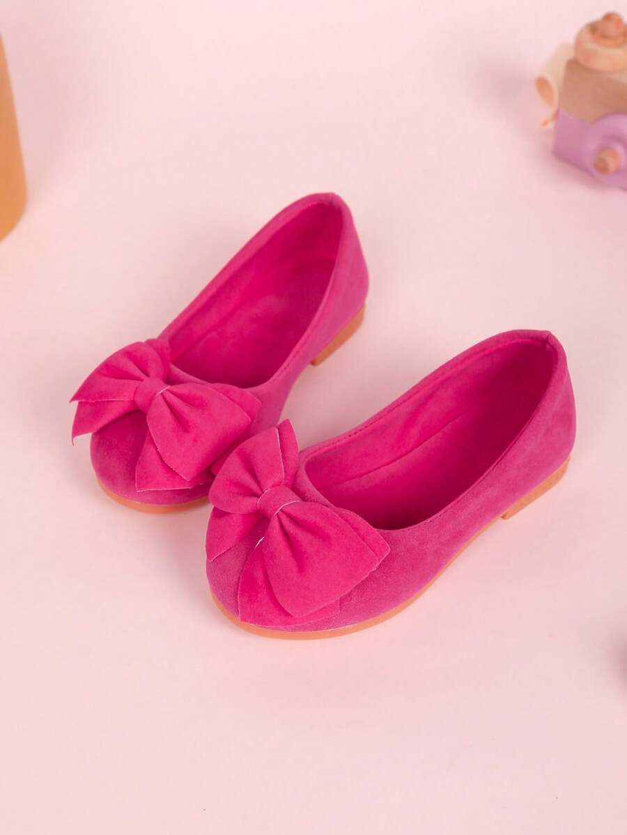 兒童粉色蝴蝶結平底鞋,女孩桃紅色 - 玫紅色 - 查看 1